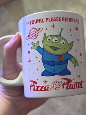 Pizza Planet Green Alien Ceramic Coffee Mug - White